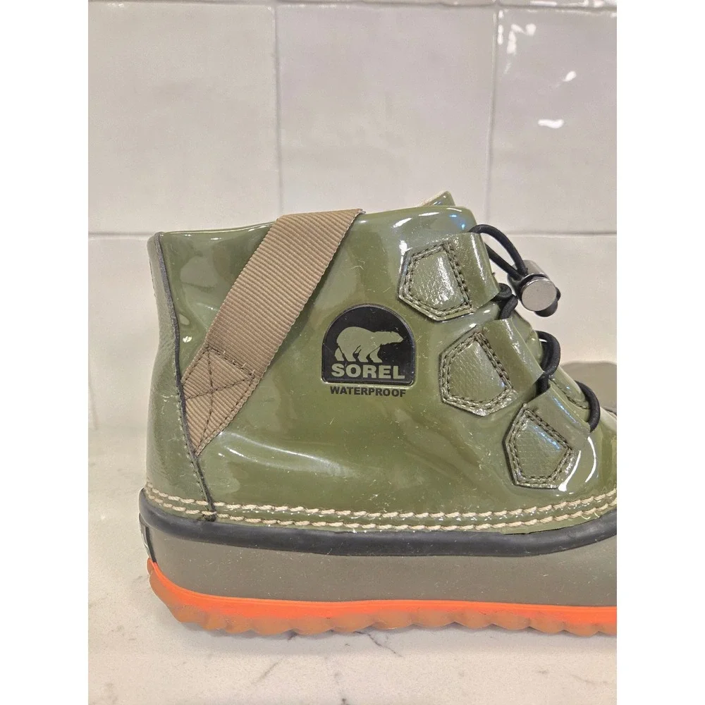 Sorel Out N About Rain Boots Waterproof Olive Green Orange  Womens 7.5